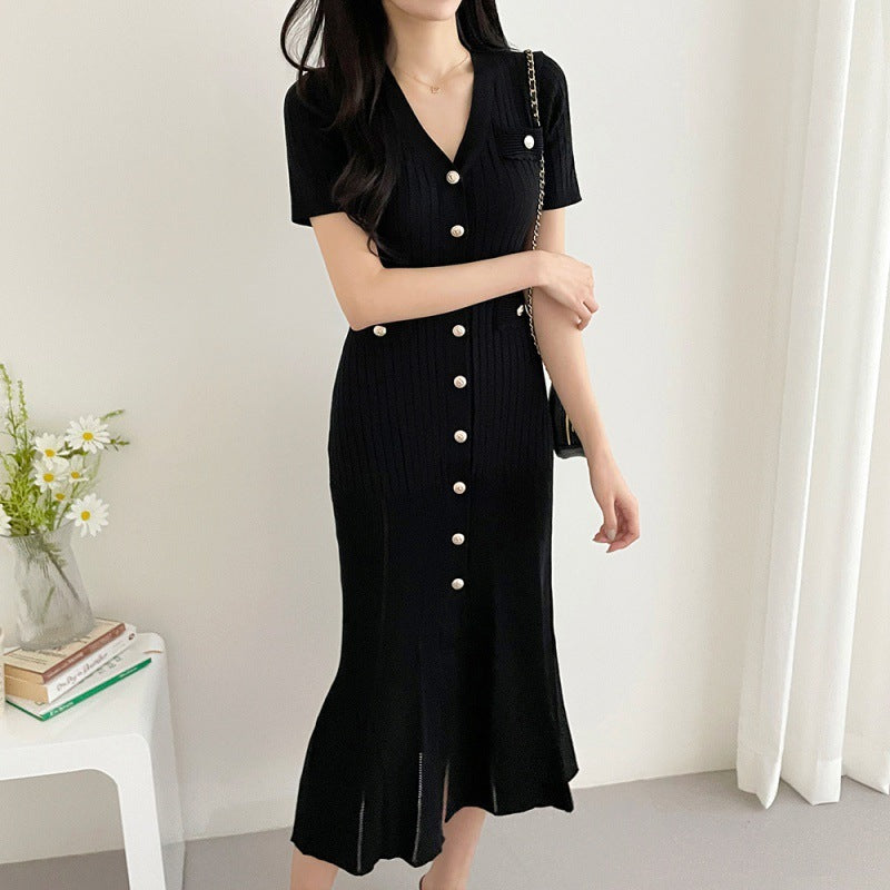 Robe mi-longue à col slim haut de gamme
