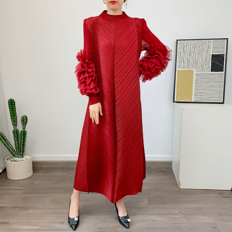 Robe Longue Plissée Grande Taille – Chic, Légère & Confortable