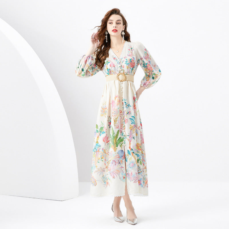 Robe longue imprimée coupe slim