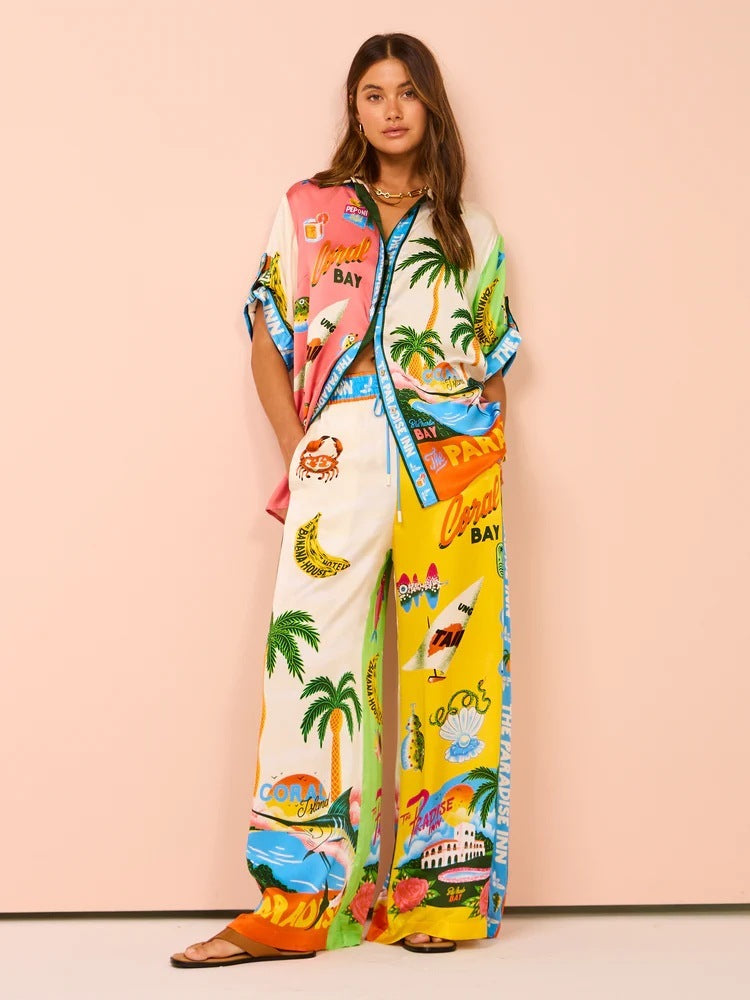 Ensemble Femme Élégant – Motif Fleurs & Feuillages