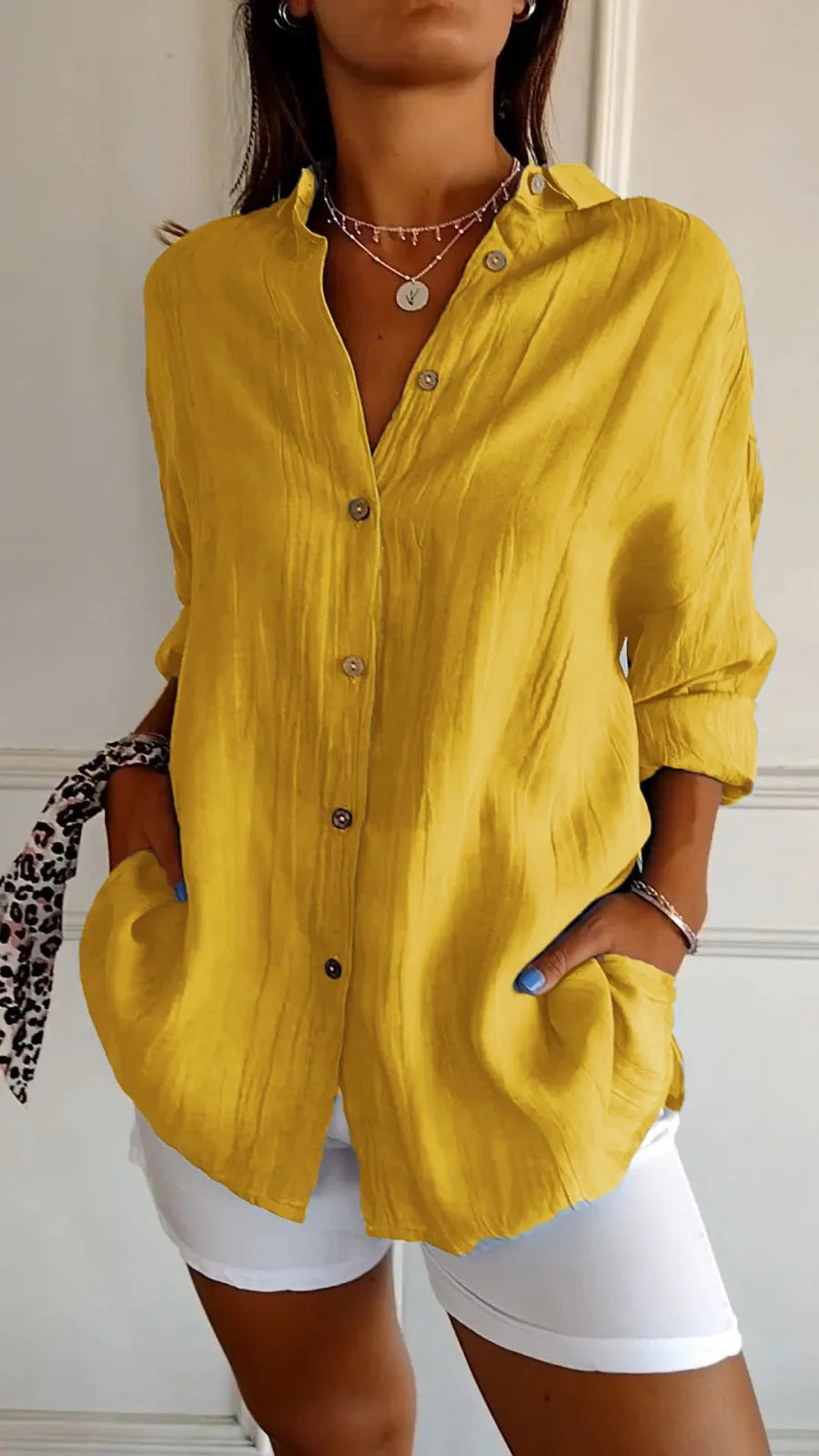 Chemise Femme à Col Revers - Manches Longues