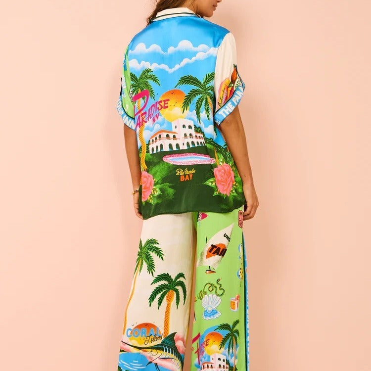 Ensemble Femme Élégant – Motif Fleurs & Feuillages