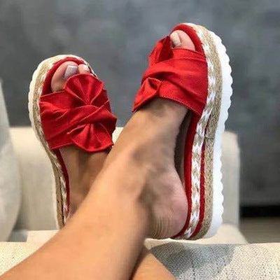 Chaussons Fleuris à Nœud – Bout Ouvert