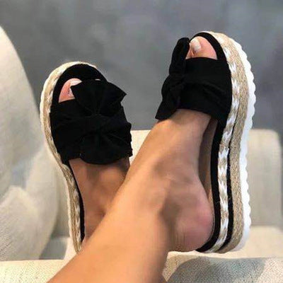 Chaussons Fleuris à Nœud – Bout Ouvert
