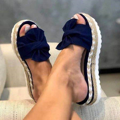 Chaussons Fleuris à Nœud – Bout Ouvert