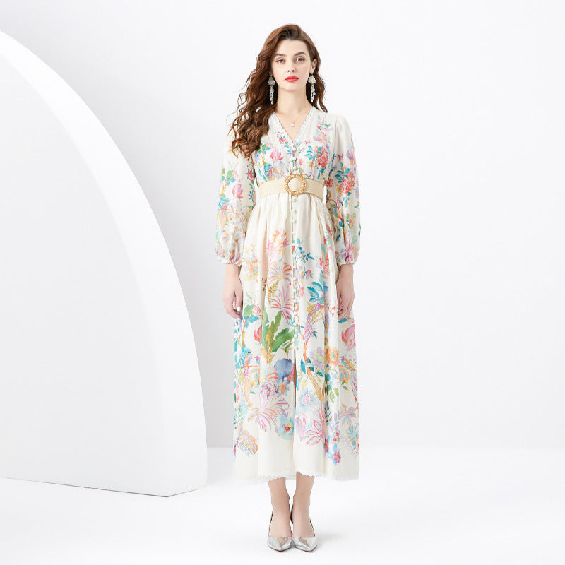 Robe longue imprimée coupe slim