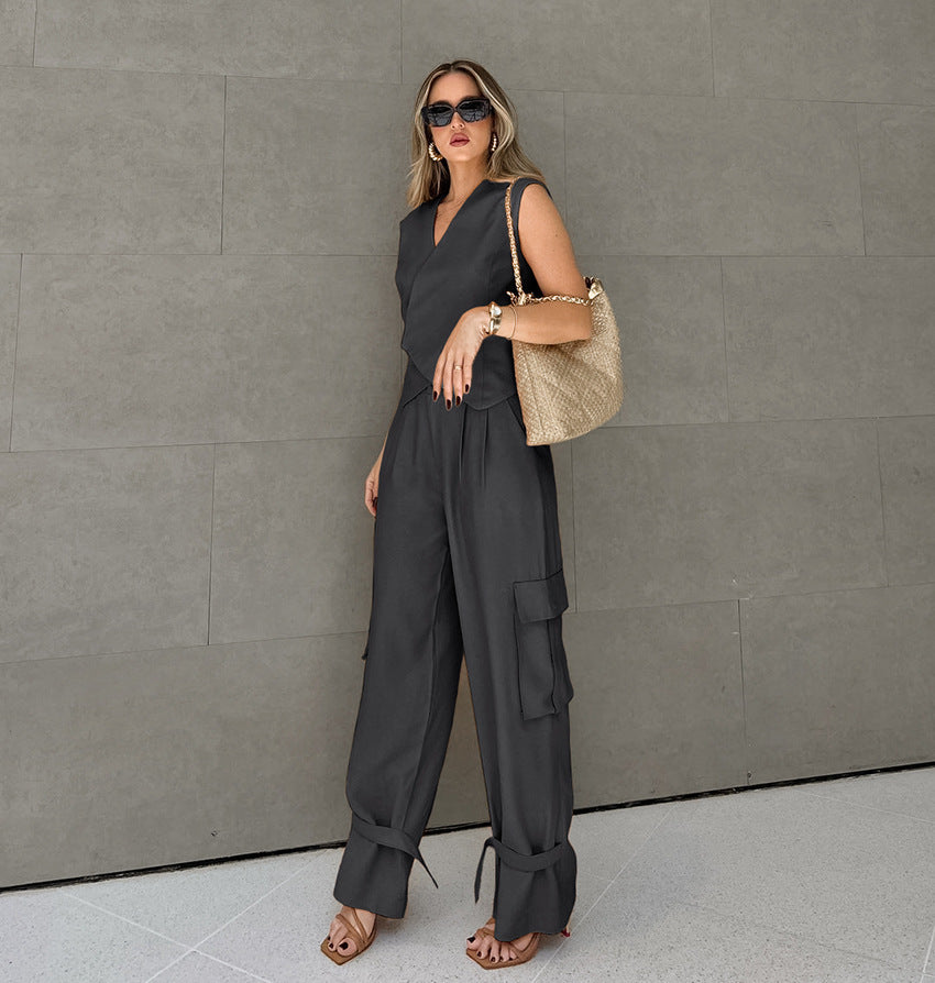 Salopette asymétrique deux pièces pour femme