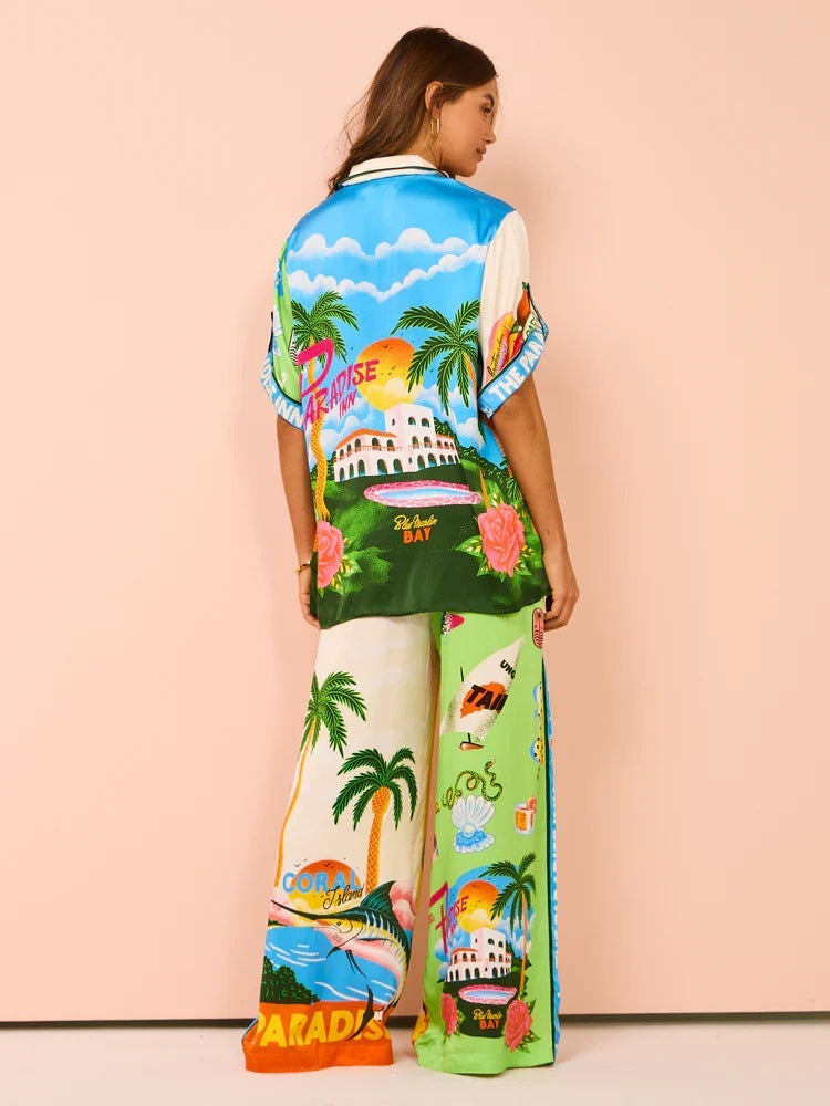 Ensemble Femme Élégant – Motif Fleurs & Feuillages