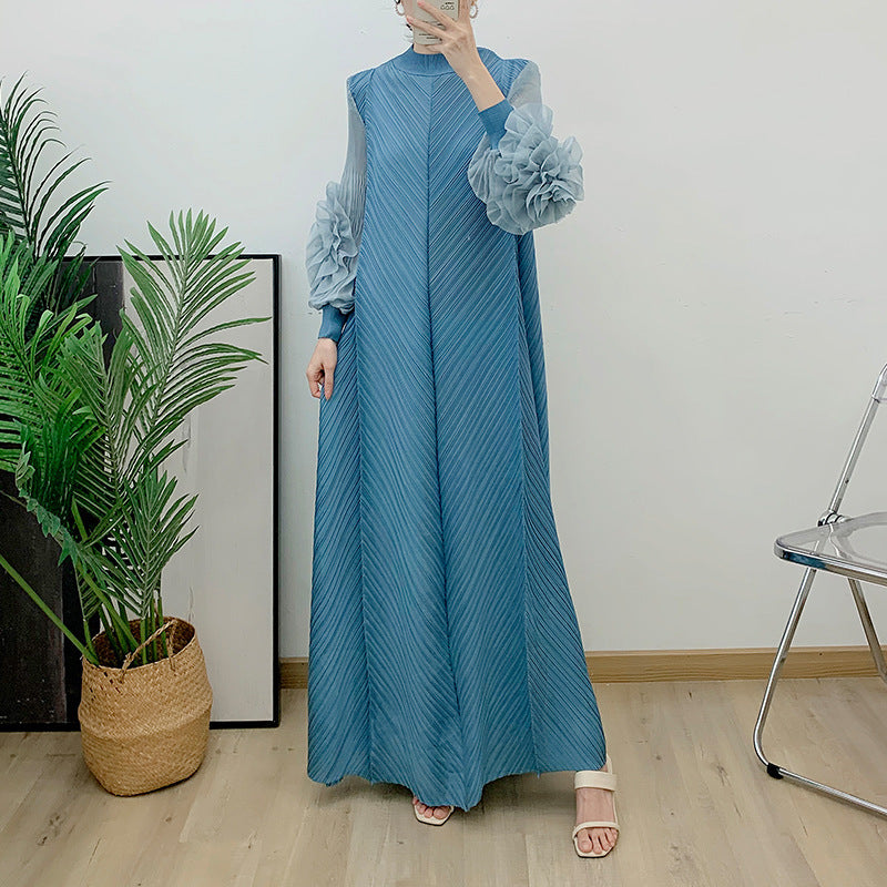 Robe Longue Plissée Grande Taille – Chic, Légère & Confortable