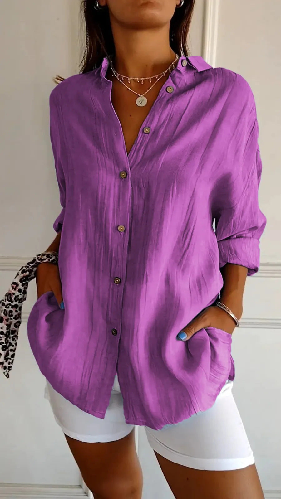 Chemise Femme à Col Revers - Manches Longues