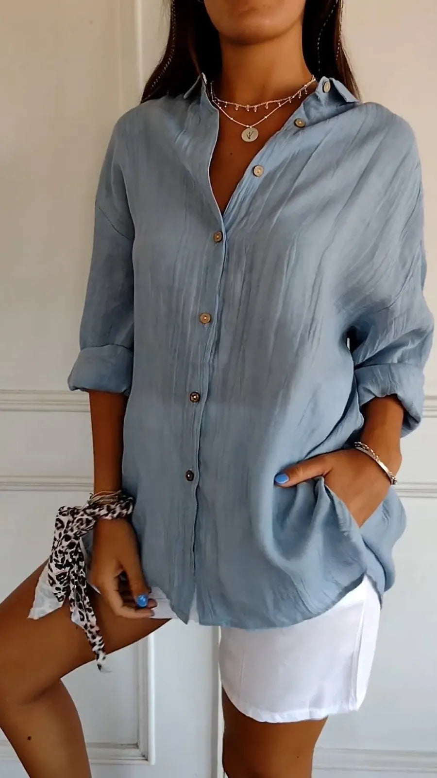 Chemise Femme à Col Revers - Manches Longues