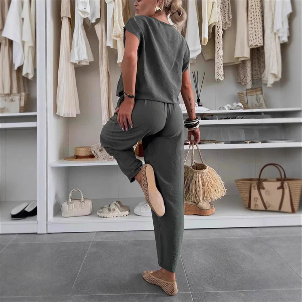 Ensemble Femme – Haut Raglan & Pantalon Soie Glacée.