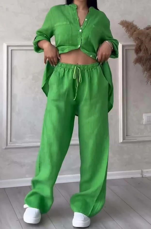 Ensemble Femme – Haut Lacé & Pantalon Assorti