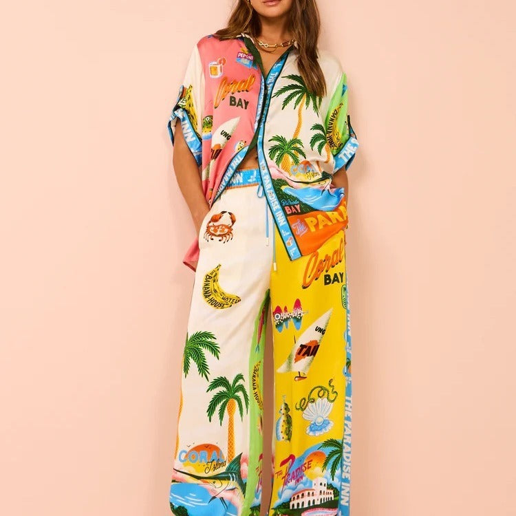 Ensemble Femme Élégant – Motif Fleurs & Feuillages