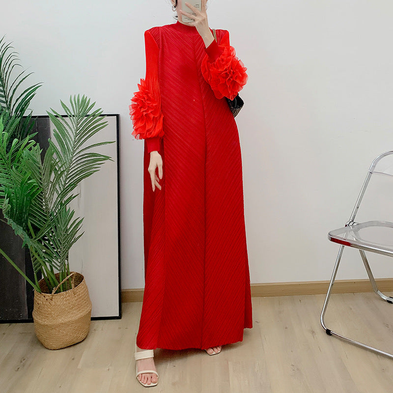 Robe Longue Plissée Grande Taille – Chic, Légère & Confortable