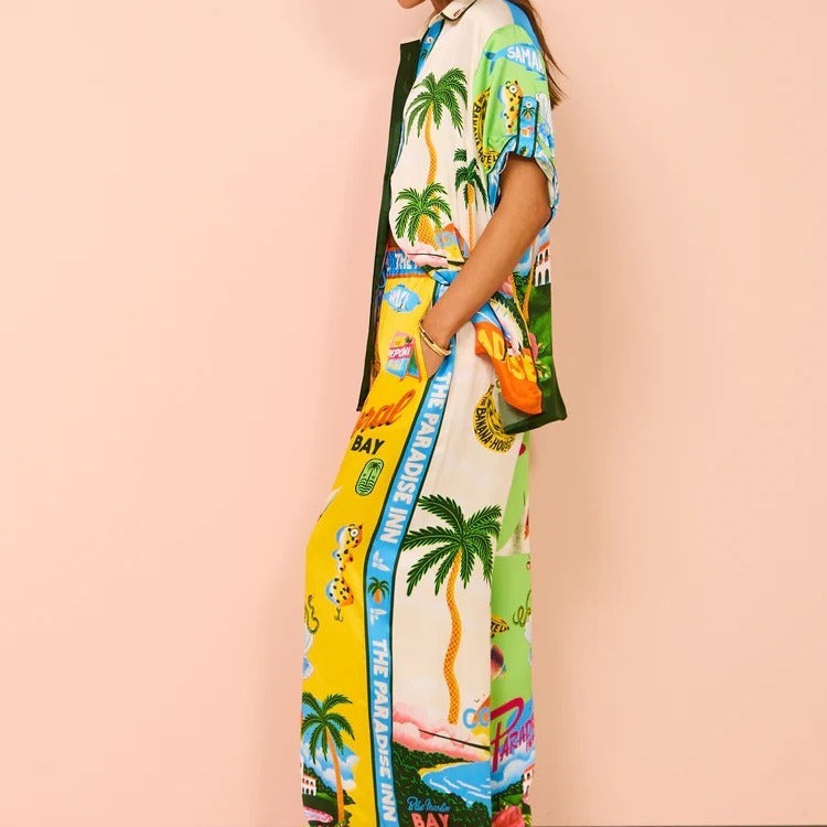 Ensemble Femme Élégant – Motif Fleurs & Feuillages