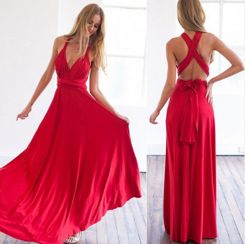 Robe Longue Multi-Styles – Bretelles Longues & Dos Nu Élégant