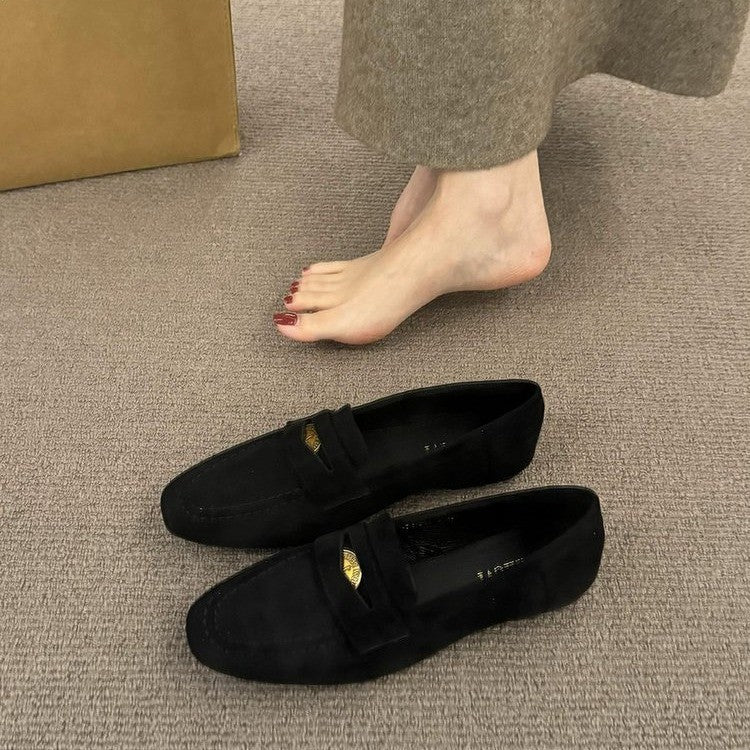 Chaussures Femme en Suédine – Bout Rond & Semelle Plate