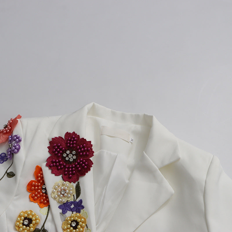 Amelina -Blazer Brodé à Fleurs 3D