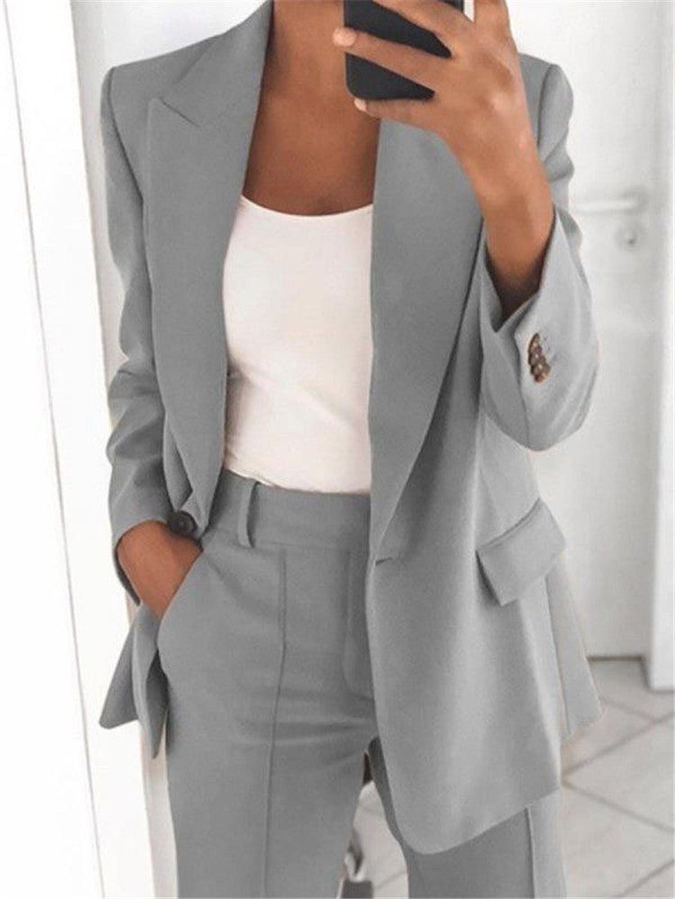 Ensemble Décontracté Chic – Blazer & Pantalon Ajusté Femme
