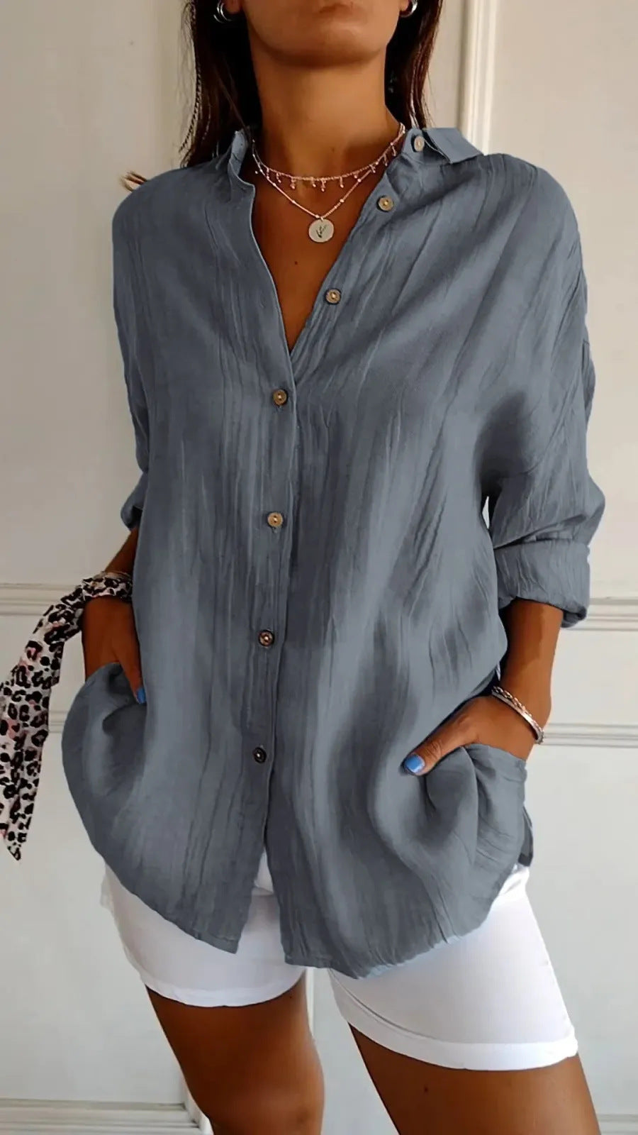 Chemise Femme à Col Revers - Manches Longues