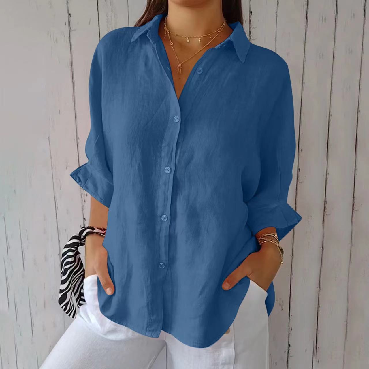 Chemise Femme à Col Revers - Manches Longues