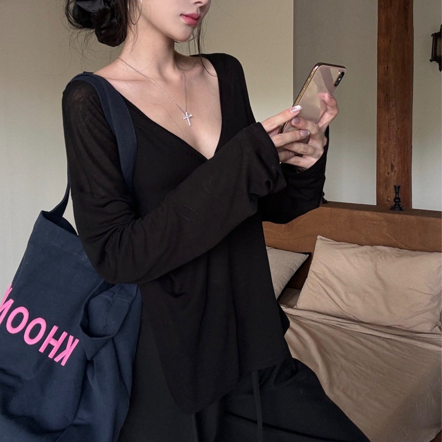 Top Femme – Manches Longues, Couleur Unie