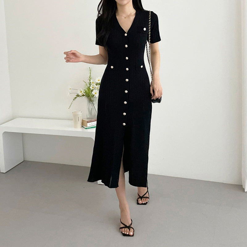 Robe mi-longue à col slim haut de gamme