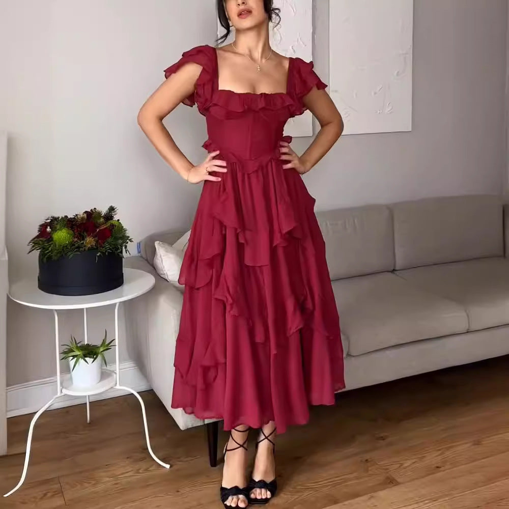 Robe Longue Plissée en Tulle – Élégance et Confort