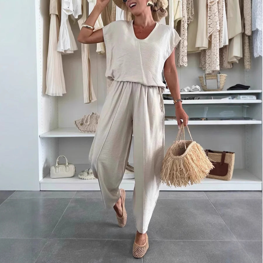 Ensemble Femme – Haut Raglan & Pantalon Soie Glacée.