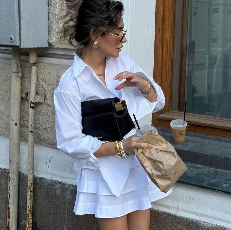 Ensemble Chemise Blanche Jupe Courte – Style Élégant pour le Travail