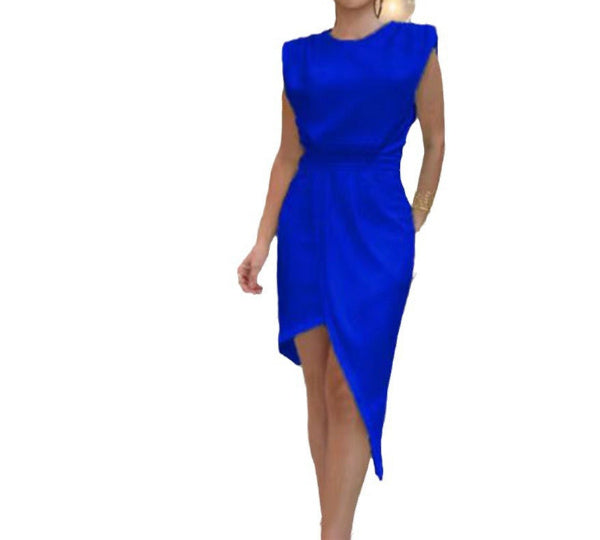 Robe Longue Décontractée Asymétrique – Sans Manches, Style Élégant