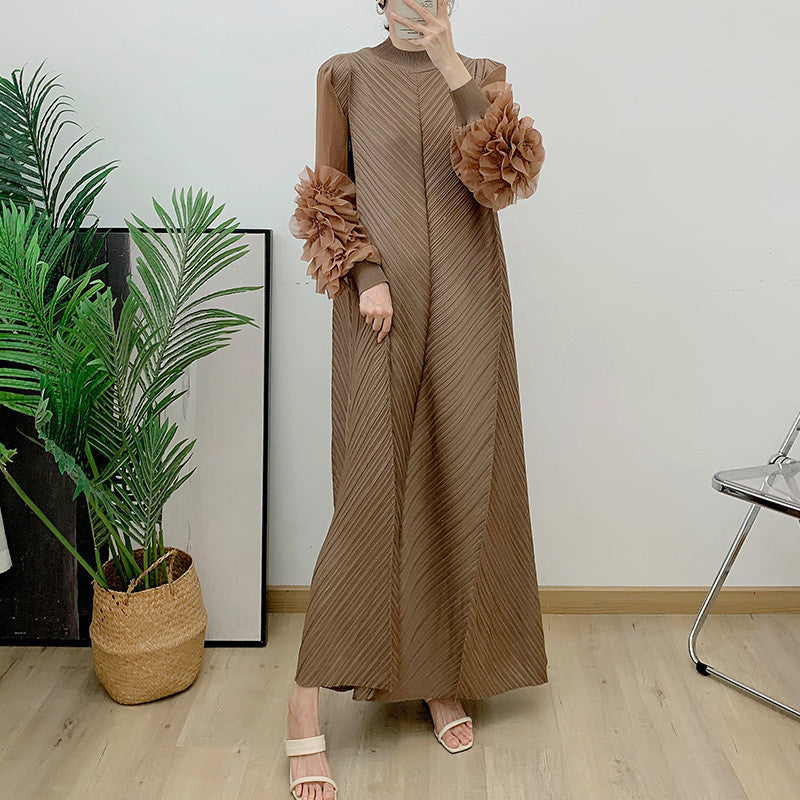 Robe Longue Plissée Grande Taille – Chic, Légère & Confortable