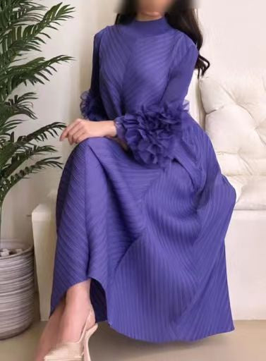 Robe Longue Plissée Grande Taille – Chic, Légère & Confortable