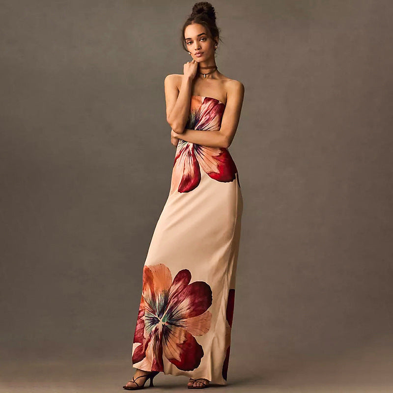Robe Longue à Fente – Dos Nu, Col Halter