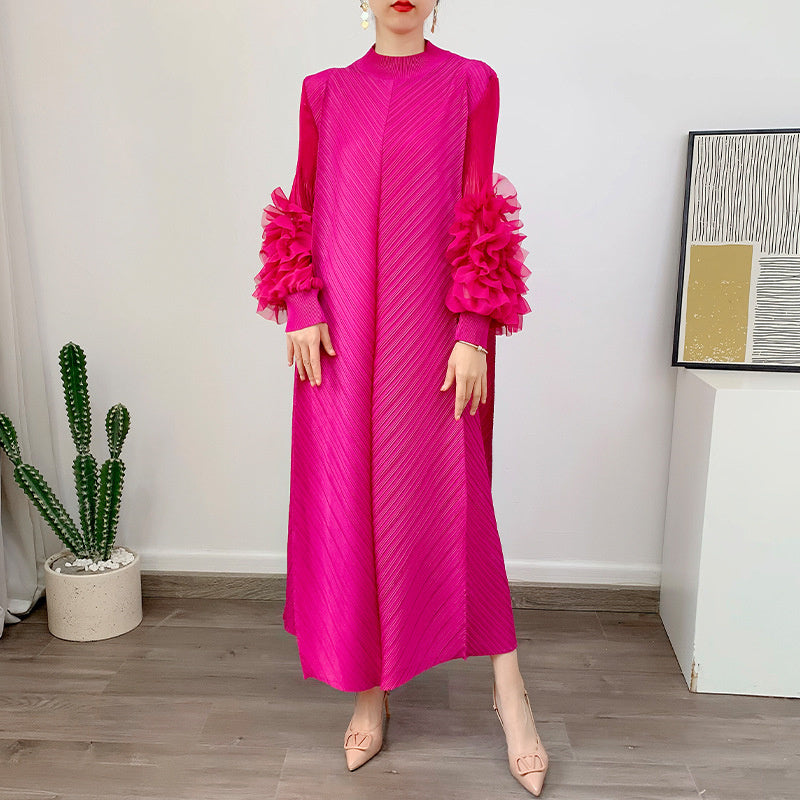 Robe Longue Plissée Grande Taille – Chic, Légère & Confortable
