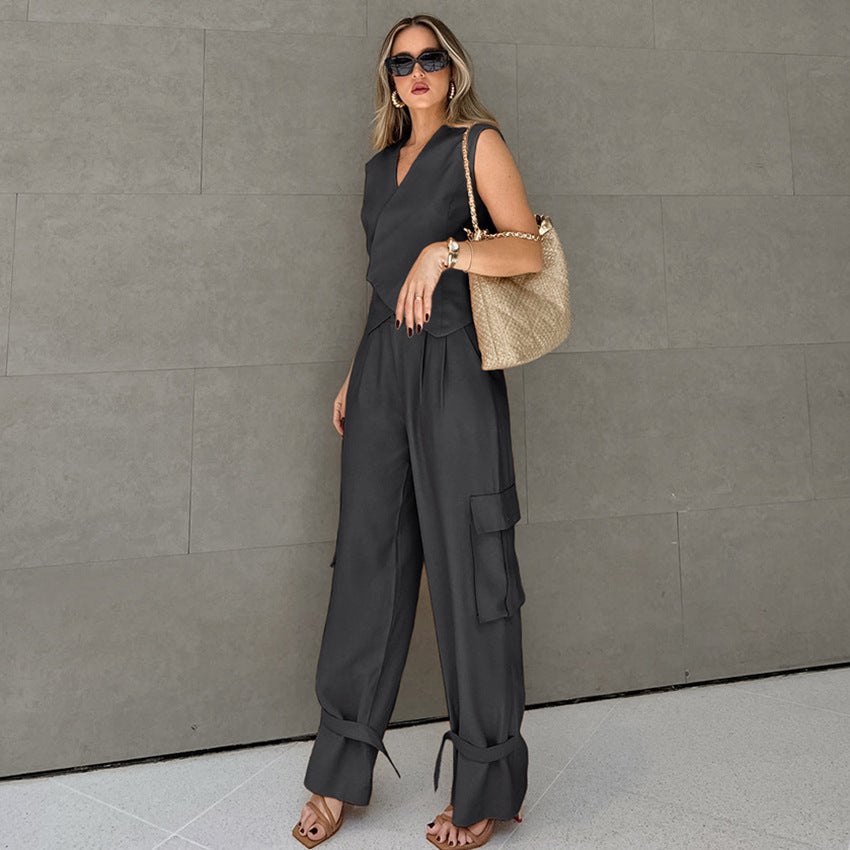 Salopette asymétrique deux pièces pour femme