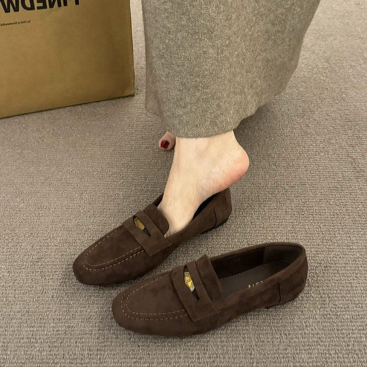 Chaussures Femme en Suédine – Bout Rond & Semelle Plate