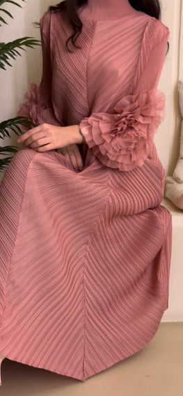 Robe Longue Plissée Grande Taille – Chic, Légère & Confortable