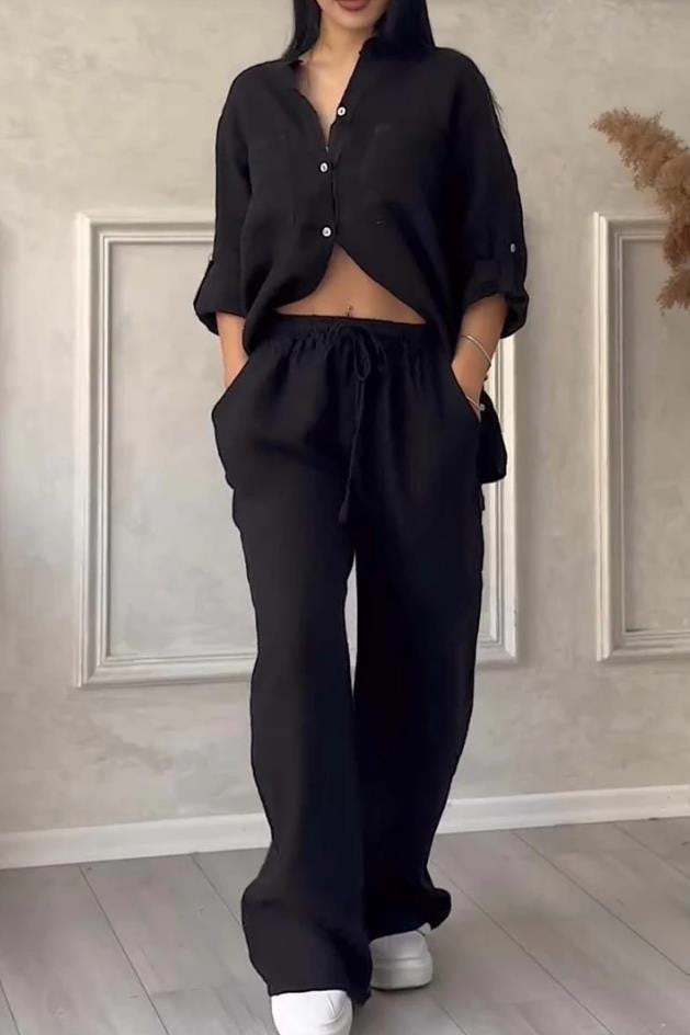 Ensemble Femme – Haut Lacé & Pantalon Assorti
