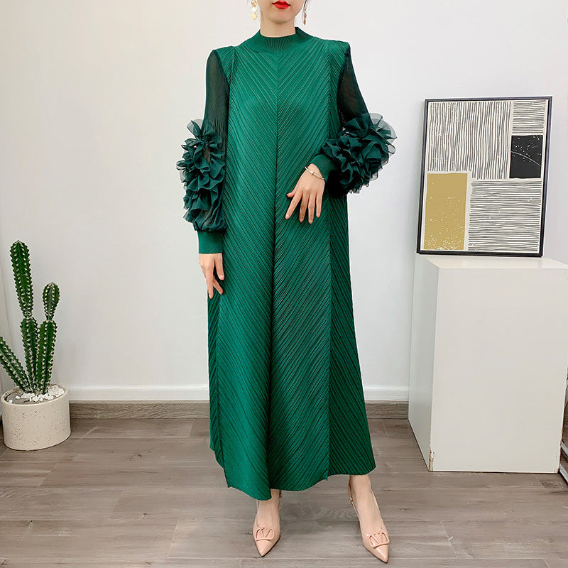 Robe Longue Plissée Grande Taille – Chic, Légère & Confortable