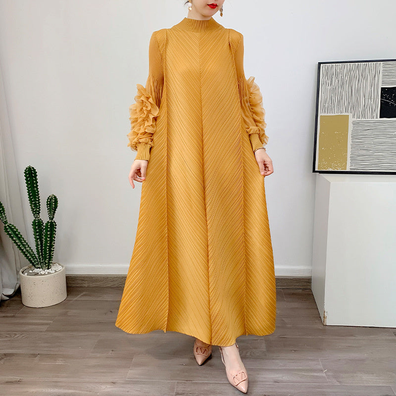 Robe Longue Plissée Grande Taille – Chic, Légère & Confortable
