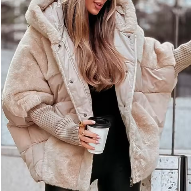 Veste chic en coton–Fausse fourrure