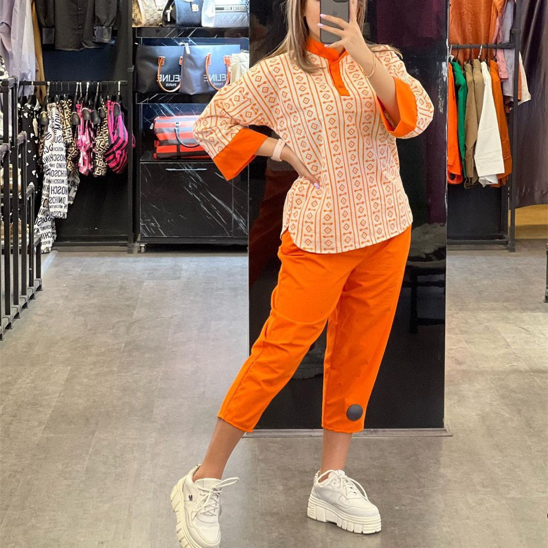Ensemble Décontracté Femme – Haut et Pantalon à Motifs