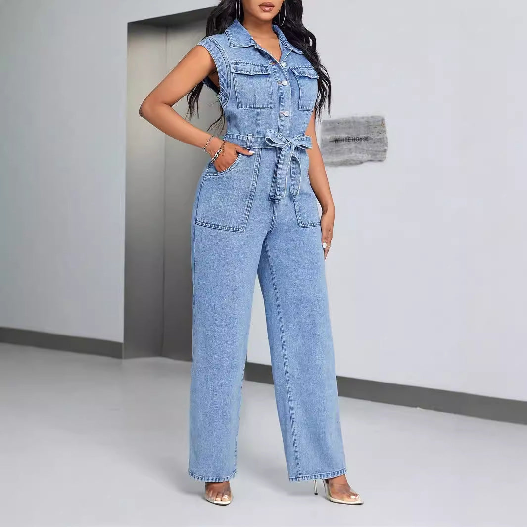Combinaison Sans Manches – Coton Bleu