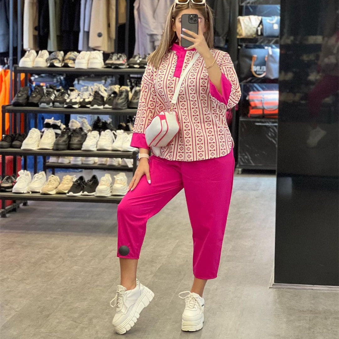Ensemble Décontracté Femme – Haut et Pantalon à Motifs