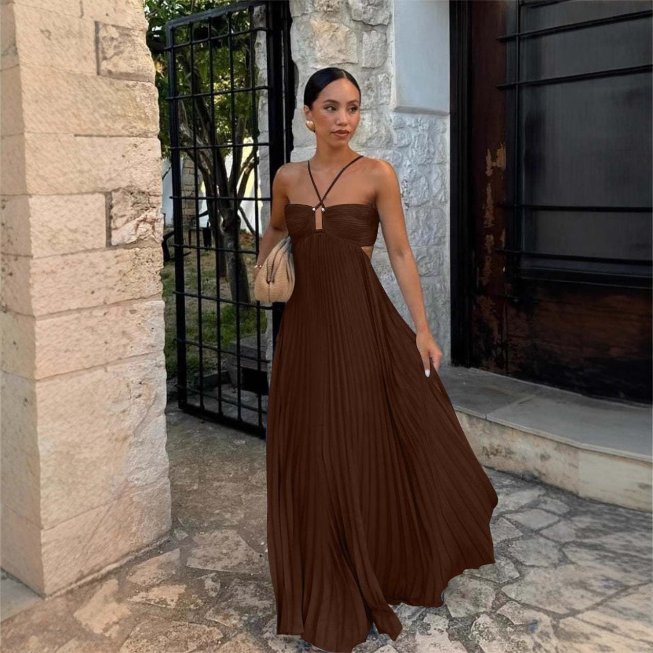Robe Longue Femme – Robe Tube à Taille Haute et Jupe Évasée