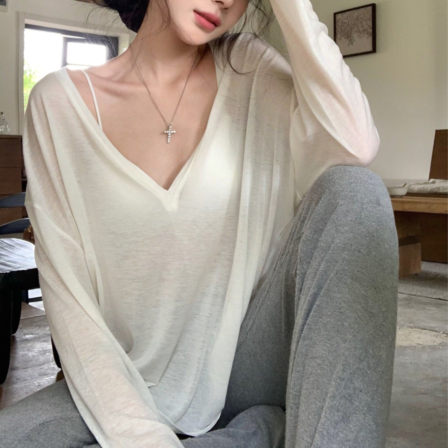 Top Femme – Manches Longues, Couleur Unie