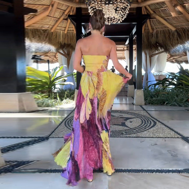Robe Longue Jaune Bustier – Style Vacances