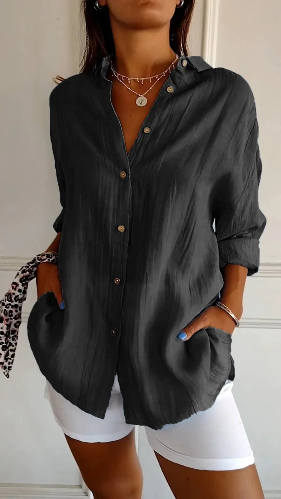 Chemise Femme à Col Revers - Manches Longues